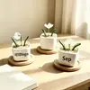 Plantas en maceta de vidrio Zibo, flores de diciembre, ramos de flores artificiales, flores de vidrio para cumpleaños, decoraciones de escritorio, adornos blancos, Día de la Madre transfronterizo