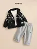 Conjunto Infantil 2026 Novo Estilo Blusão com Capuz e Calça Reta Conjunto de Duas Peças Conjunto de Moletom Infantil Outono