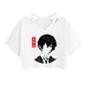 Camiseta de manga corta con ombligo suelto y tirantes para mujer con animación de perros callejeros de Bungo de Wenhao transfronterizos