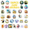 56 Nuevos Pegatinas Lindas de Dibujos Animados del Mundo Animal Transfronterizo, Erizo, Ratón, Zorro, Pegatinas Decorativas Impermeables No Repetitivas