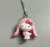 Colgante individual conejo pequeño juego de comida cuerda mariposa gato Señorita DIY cuerda de teléfono móvil muñeca