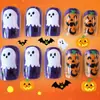Novas Peças de Unhas para Artes de Unhas de Comércio Exterior Europeu e Americano Design de Fantasma e Abóbora de Halloween Adesivos de Unhas Quadrados Usáveis de Comprimento Médio