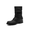 Botas de montar de estilo diseñador hasta la mitad de la pantorrilla, no por encima de la rodilla, tacón grueso de 4 cm, nuevas para Otoño/Invierno, suela gruesa, elásticas, botas estilizadas, botas de moda