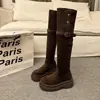 Suela delgada de terciopelo versátil de moda 2026 dos nuevos estilos botas de jinete usar gruesas otoño invierno botas largas por encima de la rodilla botas altas para mujer