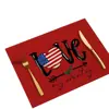 Decoración del Día de la Independencia transfronteriza de Amazon, camino de mesa de lino resistente al calor, mantel individual, decoración de mesa, tapete anti-manchas resistente al calor, mantel individual estilo occidental
