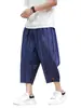 Calça masculina cropped listrada de verão nova, calça esportiva reta estilo chinês nova, tamanho grande, shorts casuais largos e versáteis