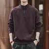 Sudadera retro de algodón con mecha, media cremallera y cuello alto para hombre, tendencia otoño e invierno, holgada, casual, nueva chaqueta deportiva