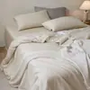 Refrescante y transpirable~ Conjunto de Cuatro Piezas de Lino Tencel 60s para Verano Color Sólido Lyocell Doble Cara Sedoso Ropa de Cama de Lino para Dormir