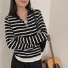 Suéter com Zíper Meio Aberto Falso Duas Peças Grátis entre Camadas para Mulheres Outono e Inverno Novo Versátil Base Manga Longa Casual para Mulheres