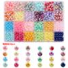Juego de Perlas de Imitación Perforadas de Color Gradiente de 24/32 Compartimentos para Pulsera, Collar, Joyería, Accesorios, Cuentas Decorativas para Ropa