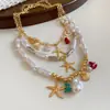 Collar Redondo de Concha Estilo Isla Romántico, Lujo Ligero y Sensación de Alta Gama, Cadena para Clavícula, Accesorio Versátil de Nicho para Vacaciones en la Costa para Mujeres