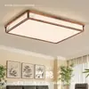 Lámpara de techo estética estilo canción para dormitorio principal, comedor, sala de té, estudio estilo chino de madera de nogal y seda artificial, pasillo y balcón