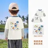 Ropa Infantil Panda Kaka Camiseta de Manga Larga Falsa de Dos Piezas para Niños Ropa de Otoño para Niños Top de Otoño para Niñas Ropa Interior Básica para Bebé