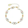 Pulseira Ruyi Flor Yunji Esmaltada em Prata Pura 9999 Dourada para Mulheres, Luxo Acessível de Nicho, High-End e Versátil, Presente para Namorada