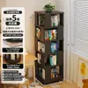 Estantería giratoria de madera maciza, estante de almacenamiento de librería de 360 grados, independiente, montado en la pared, gabinete móvil de esquina para niños, gabinete pequeño y estrecho