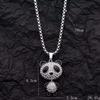 2021 Nova Marca de Moda Full Diamond Cute Little Panda Colar Simples Moda Longa Corrente de Lã Pingente Acessórios Mulheres