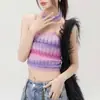 Verano 2024 nuevo estilo dulce y fresco cadena desmontable colgante tirantes degradados viento de deseo puro dulce ropa de mujer costuras de colores