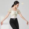 Roupas de dança top roupas de prática de balé das mulheres de manga curta roupas de corpo adulto roupas de malha roupas de dança clássica desgaste exterior