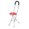 Muletas para Personas Mayores, Sillas Bastón, Muletas Multifuncionales de Cuatro Patas con Asiento, Antideslizantes, Caminar con Asistencia de Potencia, Muletas Plegables para Sentarse