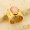 Anillos Geométricos Irregulares de Acero Inoxidable Europeos y Americanos para Mujer, Estilo Palacio de Lujo Ligero, Piedras Preciosas de Colores, Anillos Abiertos Versátiles y Únicos