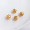 Retención de Color Fuerte Chapado en Cobre con Oro Real, Diseño Tallado Hueco Mate con las Palabras Ruyi, Xifu, Jile, Cuentas Espaciadoras, Bola de Flor Accesorios para Pulsera DIY
