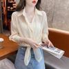 Primavera 2025 Nueva Moda Cárdigan Suelto Fino con Tirantes Casual Camisa de Gasa de Manga Larga Suelta Elegante Top