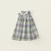 Vestidos de Verão para Meninas 2026 Novo Estilo Vestido Salopete Xadrez para Menininha Saias Casuais Infantis Comércio Exterior Dropshipping