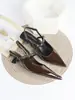 Zapatos de Tacón Alto Europeos y Americanos de Comercio Exterior Transfronterizos para Mujer, Cómodos y Versátiles, Puntiagudos de Estilo Francés, Zapatos de Tacón Alto de Charol Sexy sin Espalda