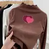 Ropa interior de base para niñas de dibujos animados De Rong Otoño e Invierno Cuello medio alto Manga larga Tallas medianas y grandes para niños Elegante Cálido Oreja Volante Ropa interior Camiseta