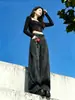 Estilo Novo Outono e Inverno Estilo Hong Kong Estilo Garota Popular Jeans de Perna Larga com Estampa Moda Tendência Casual Jeans de Perna Reta A13988