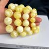 Pulsera rusa flotante de flor blanca, aceite de pollo y cera de abejas amarilla para hombre y mujer, con cuentas de ámbar originales, cuentas redondas de un solo círculo y néctar blanco.
