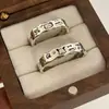 Anillo de Dibujos Animados con Borde Ondulado de Graffiti Minimalista Diseño de Nicho Femenino Versátil Moda Gato Pacha Perro Anillo de Pareja