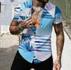 Camisa de surf para hombre Playa Europa y Estados Unidos comercio exterior Impresión geométrica digital 3D Hawaiana manga corta muscular