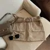 150 Calça Saia Curta Retro Suede Melard Petite para Mulheres Outono Cintura Alta Linha A Cobre o Quadril Aparência Emagrecedora Saia