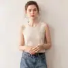Colete Tricotado 100% Lã Pura Fio Fino para Mulheres, Colete Pulôver Gola Redonda, Colete Básico Casual Versátil de Cor Lisa