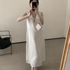 En Stock Verano 2025 Nuevo Estilo Coreano Simple Retro Perezoso Elegante Intelectual Adelgazante Sexy Cuello en V Vestido de Acetato
