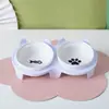 Tigela Dupla Cerâmica para Gatos, Tigela de Água com Proteção de Pescoço, Boca Inclinada Elevada, Tigela de Comida para Gatos, Tigela de Água, Tigela para Pets, Acessórios para Pets