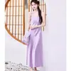 Elegante y con Estilo Ajuste Delgado Primavera-Verano Nuevo Estilo Chino Encaje Cuello Redondo Bordado 2026 Conjunto con Pedrería e Hilos Brillantes