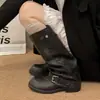Versão em estoque~Botas curtas de salto grosso estilo vintage para mulheres, novas botas western versáteis de uso duplo, botas de montaria e botas Martin