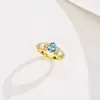 Anillo de Aguamarina para Mujer, Diseño de Nicho, Gama Alta, Moda de Nicho, Exquisito, Versátil, Índice con Diamante Azul Único