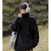 Suéter de cuello alto cálido versátil casual de moda para hombre, tejido de punto para otoño e invierno, capa base, ropa holgada para pareja