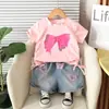 Conjunto de Roupas de Verão para Meninas 2026 Novas Roupas Infantis 1-3 Anos 5 Bebês Conjunto de Duas Peças Fashion de Manga Curta Tendência Dropshipping