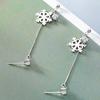 Aretes de Copo de Nieve de Plata Esterlina 925 Dos Agujeros en la Oreja Aretes de Copo de Nieve Estilo Frío Moda Coreana Aretes de Doble Agujero en la Oreja Plata Esterlina