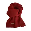 Bufanda Gruesa Roja de Año Nuevo para Mujer Invierno Navidad Bufanda de Lana Tejida Estilo Coreano Versátil Engrosada Cálida Tendencia Estudiante
