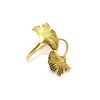 Suministro Único Simple Abierto Anillo de Brazo Hoja de Ginkgo Anillo para Servilletas Soporte para Servilletas Decoración de Mesa Decoración de Boda Pulsera Venta al por Mayor