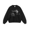Tops Masculinos Europeus e Americanos de Rua Retrô Hip-Hop Rap Estampados com Retrato Gola Redonda Moletons Estonados Vintage para Homens e Mulheres