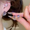 Aretes y collar de plata bañada en oro real de 18k con aguja de plata y circonita ovalada, accesorio de moda de alta gama de lujo ligero de nicho