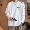 Nueva Camiseta de Manga Larga para Hombre Estilo Hong Kong Otoño Holgada Casual Versátil Top para Hombre Logo Personalizable para Hombre