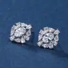 Brincos de flor de gema de ponto cruz moda exagerada joia de agulha de prata S925 temperamento feminino brincos de metal de nicho