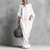 Amazon 2026 Ropa de Mujer Transfronteriza Europea y Americana Retro Color Sólido Elegante de Manga Larga Hombros Descubiertos Vestido Largo Casual